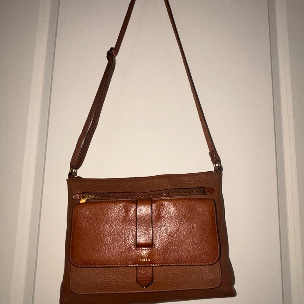 Fossil Brown Leather Crossbody Bag